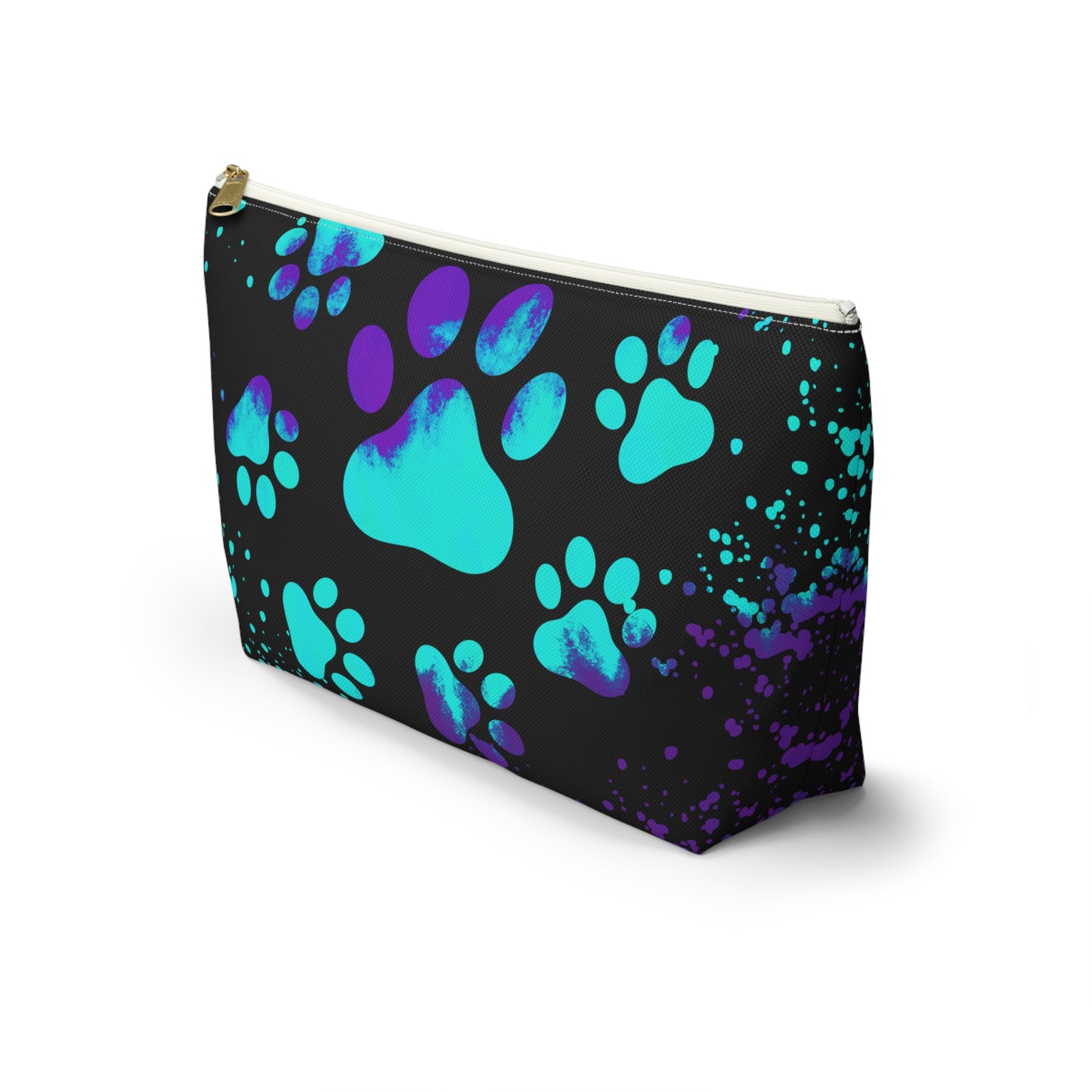 Purple and blue paw print- Accessory Pouch w T-bottom