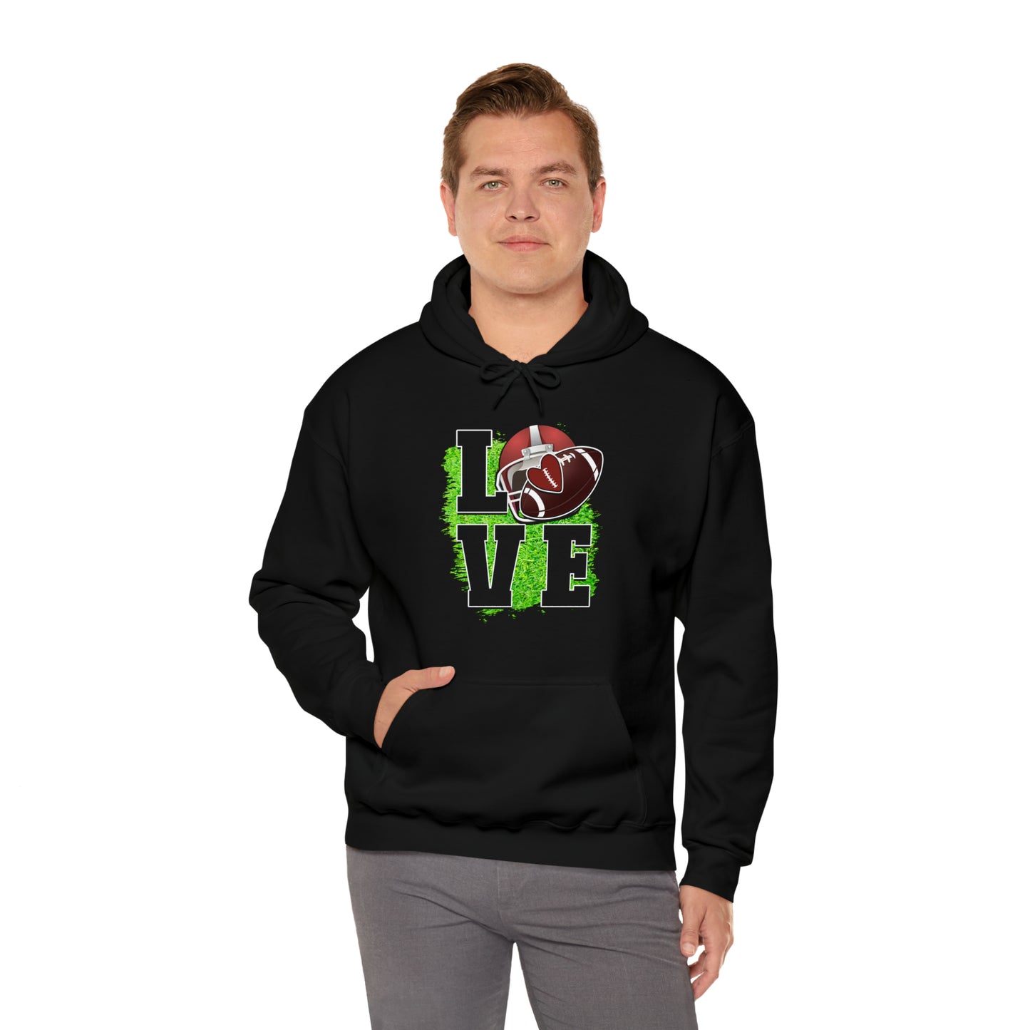 LOVE FOOTBALL- Unisex Heavy Blend™ Hooded Sweatshirt