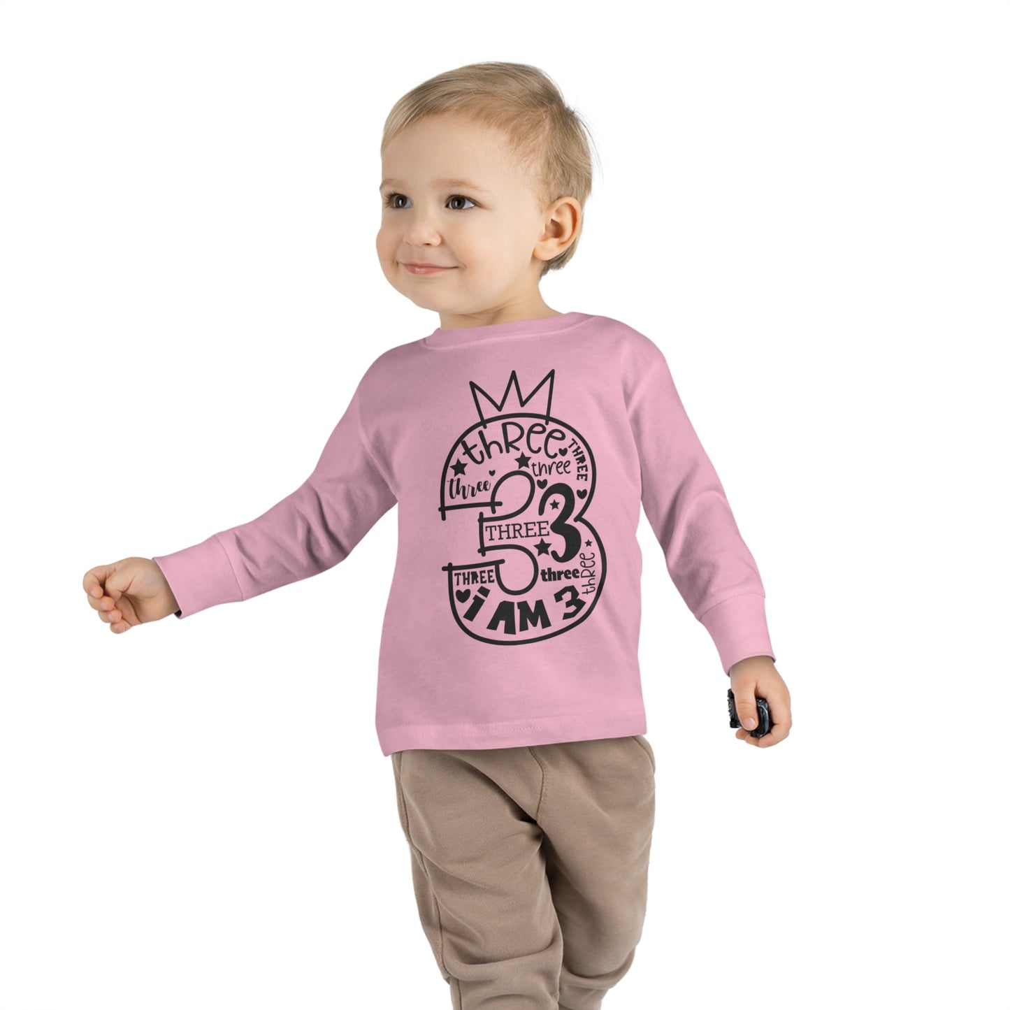 I'm three-Toddler Long Sleeve Tee