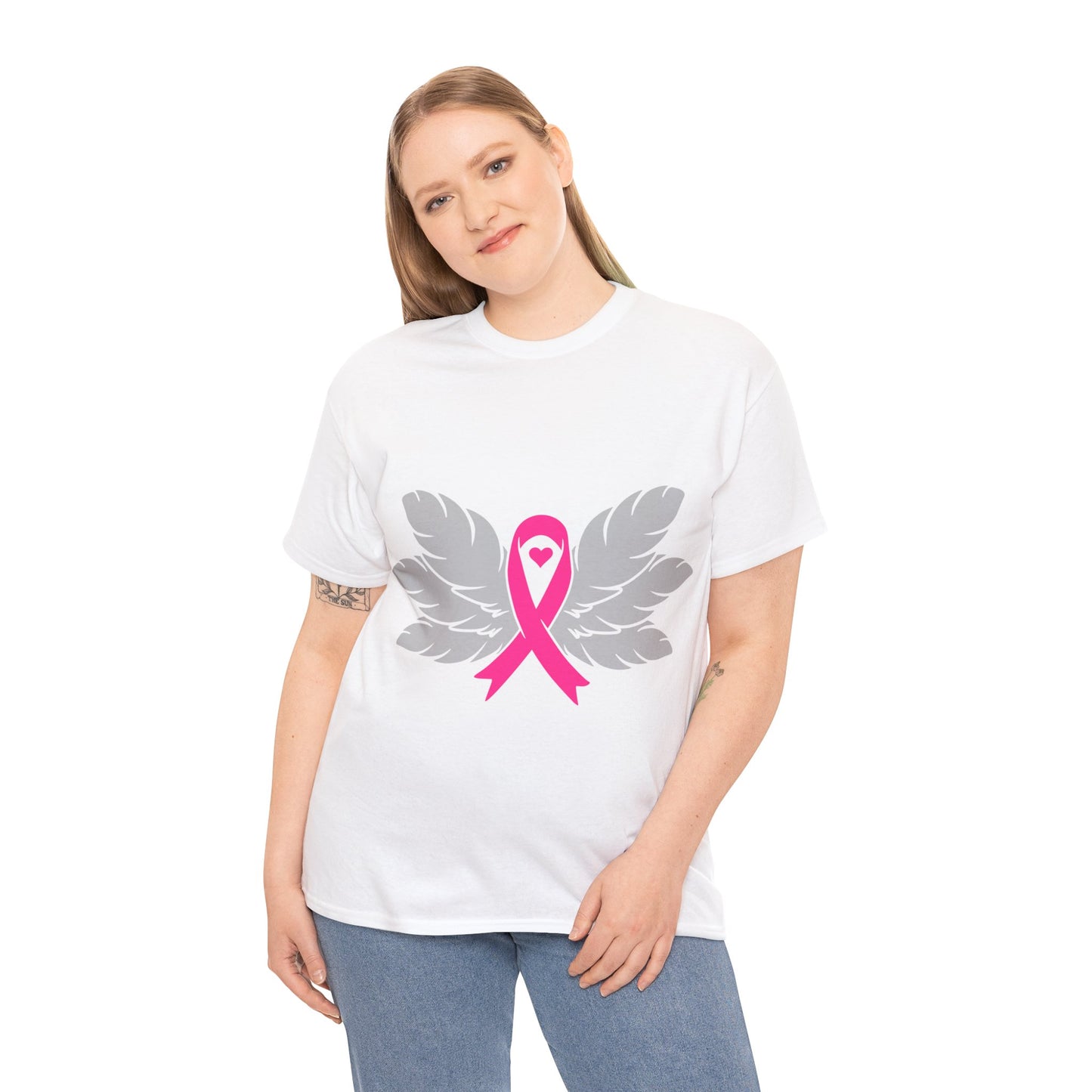 Breast Cancer Awareness -Feathers- Unisex Heavy Cotton Tee