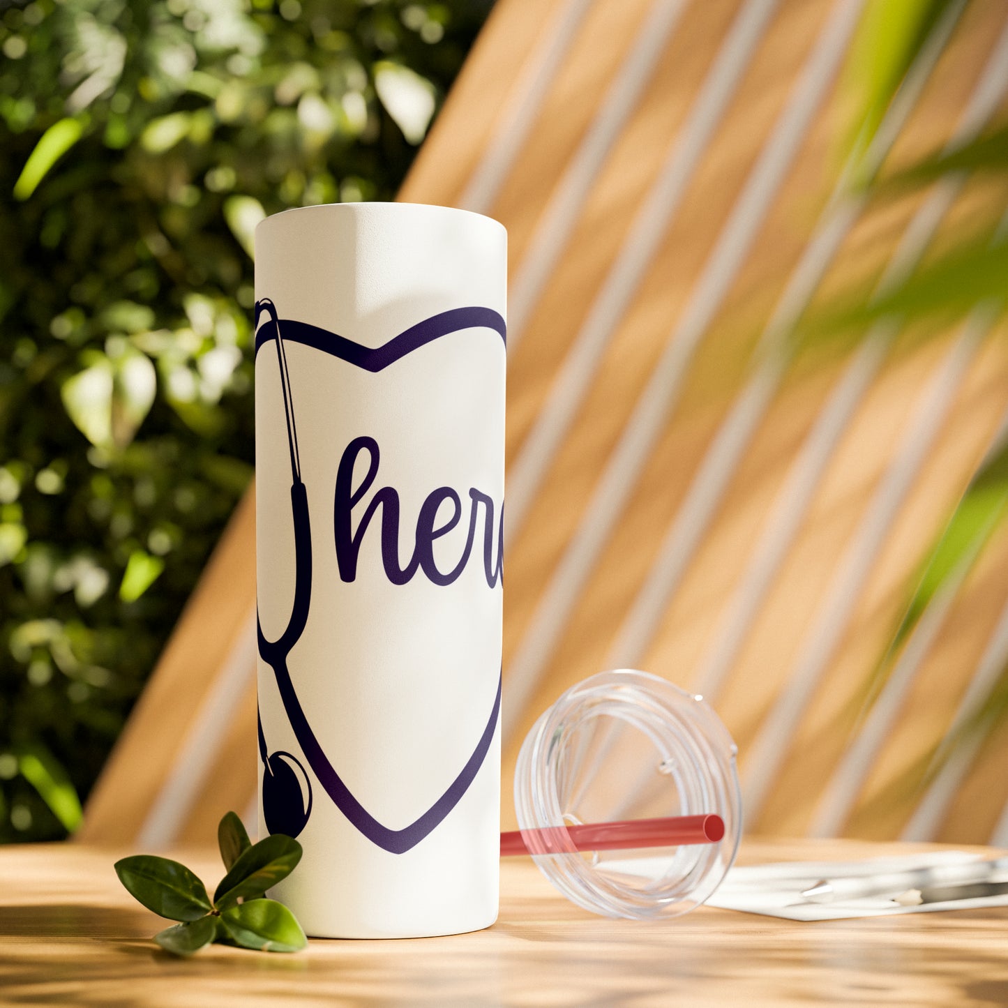 Hero-Skinny Tumbler with Straw, 20oz