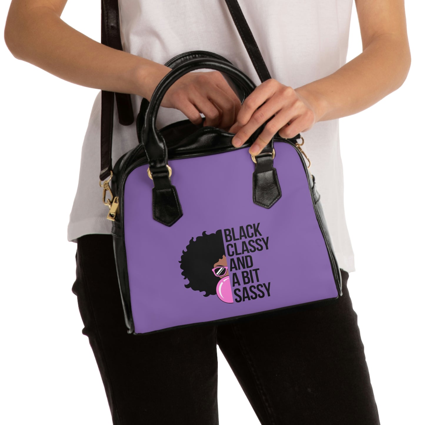 Black And Sassy- Purple-Shoulder Handbag