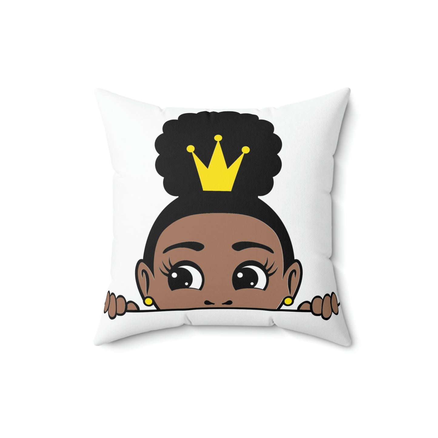 African American Girl Crown-Spun Polyester Square Pillow