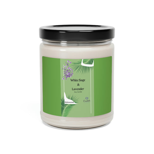 White Sage & Lavender Scented Soy Candle, 9oz