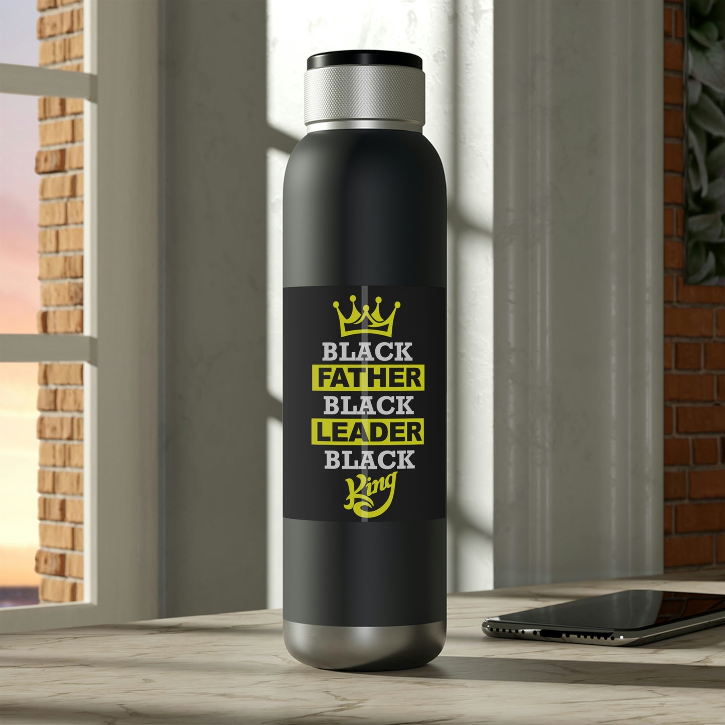 Black Fathers Soundwave Copper Vacuum Audio Bottle 22oz