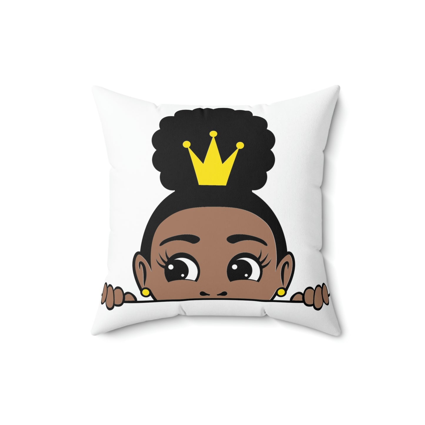 African American Girl Crown-Spun Polyester Square Pillow