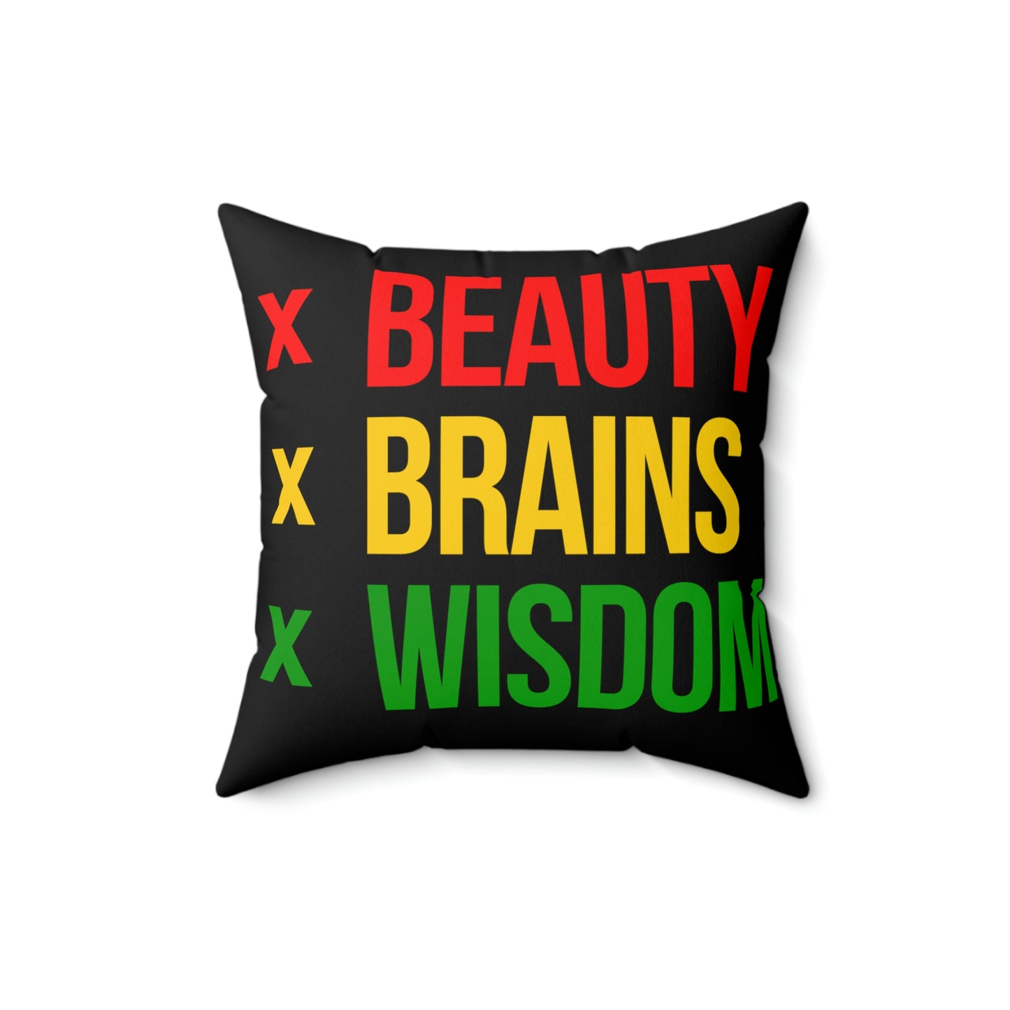 Beauty Brains Wisdom-Spun Polyester Square Pillow