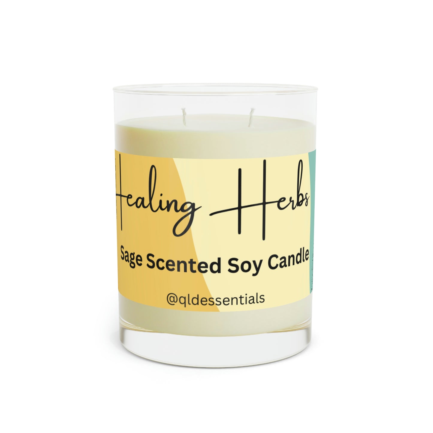 Healing Herbs - Minted Lavender and Sage Scented Candle - Full Glass, 11oz