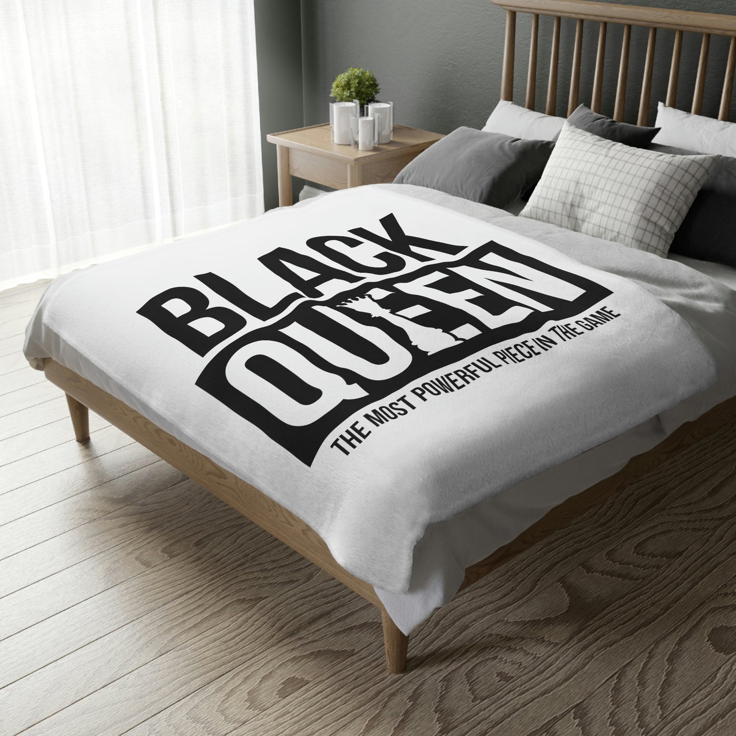 Black Queen -Velveteen Minky Blanket (Two-sided print)