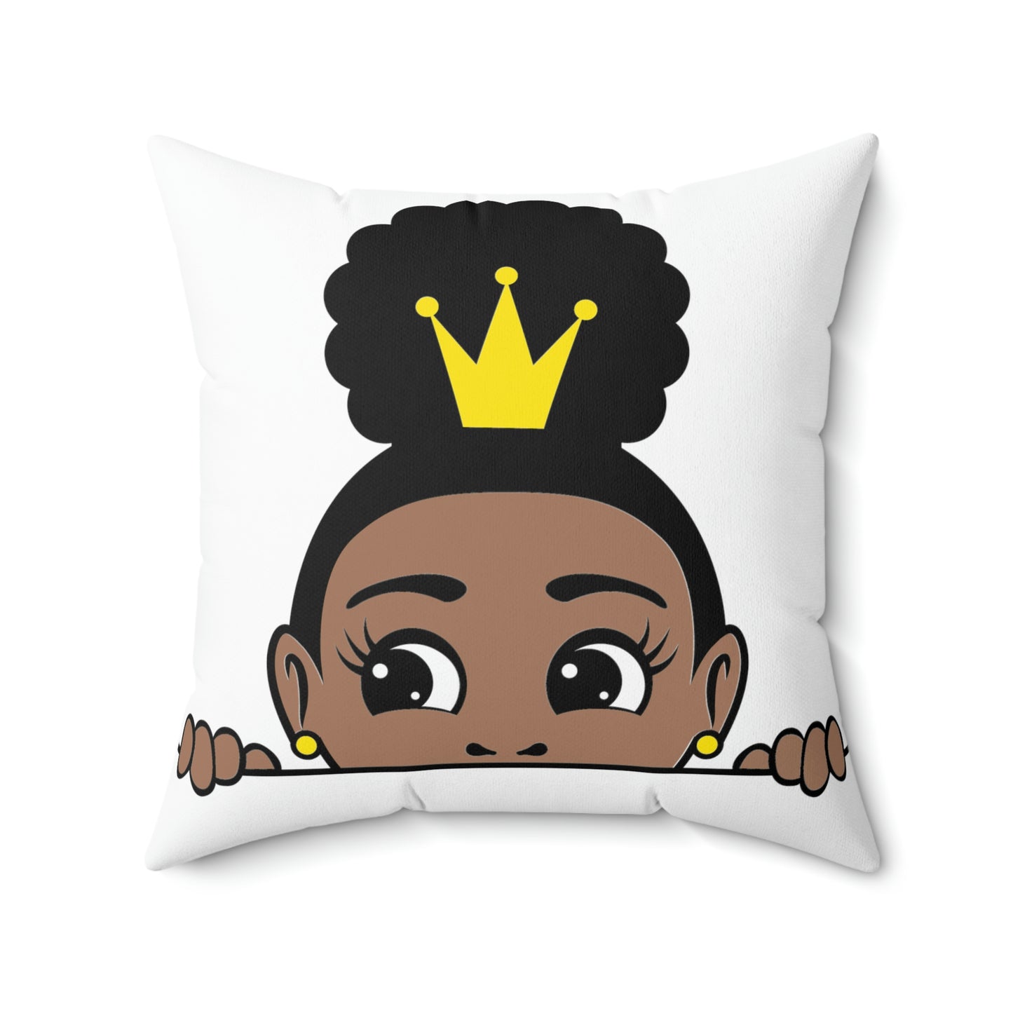 African American Girl Crown-Spun Polyester Square Pillow