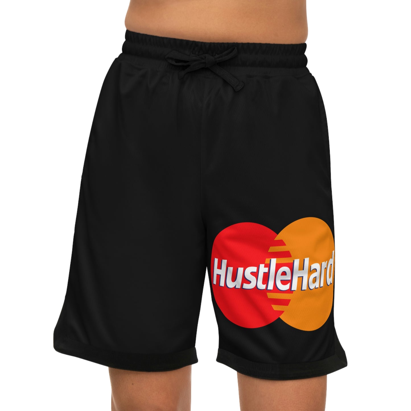 Hustle Hard- Mens-Basketball Rib Shorts (AOP)