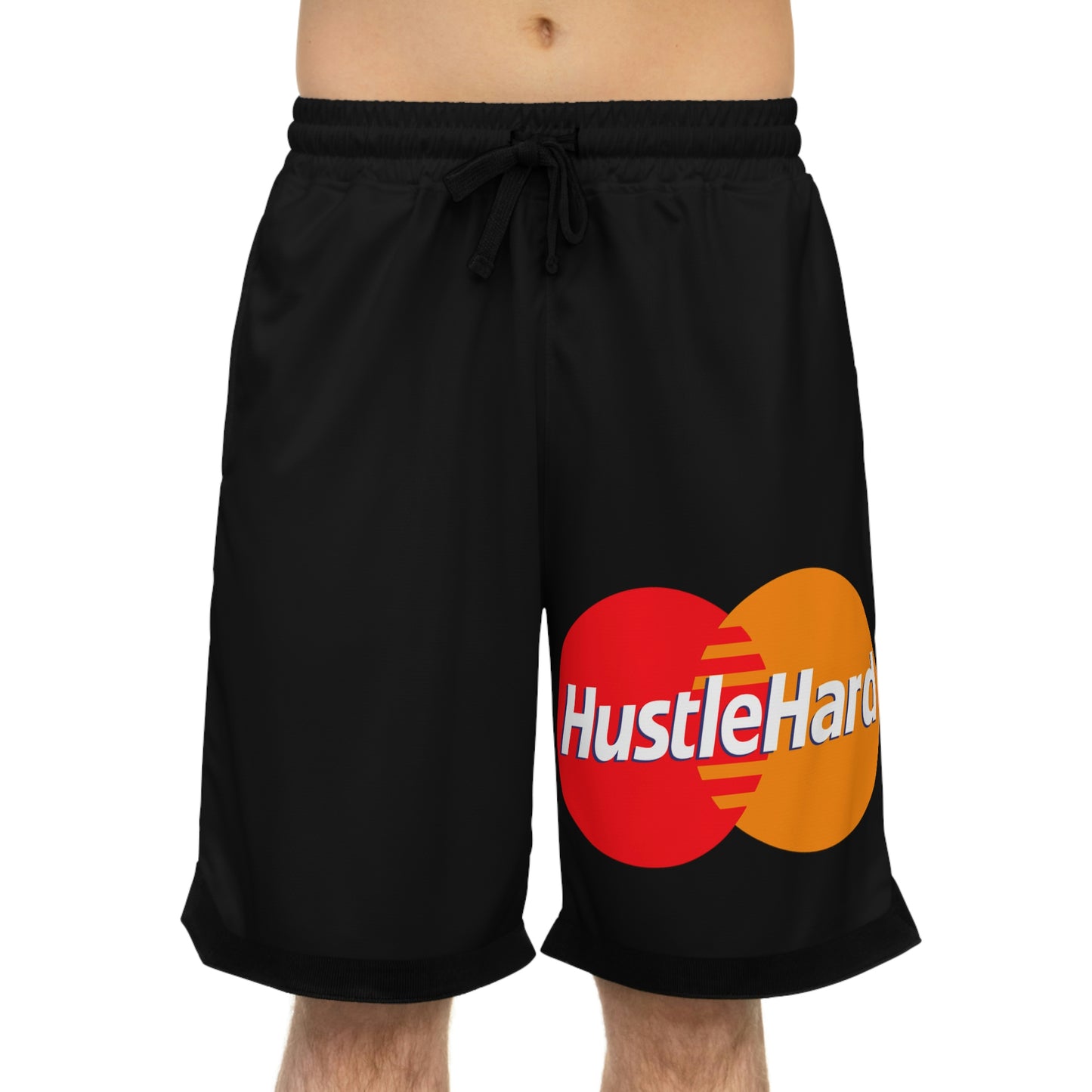 Hustle Hard- Mens-Basketball Rib Shorts (AOP)