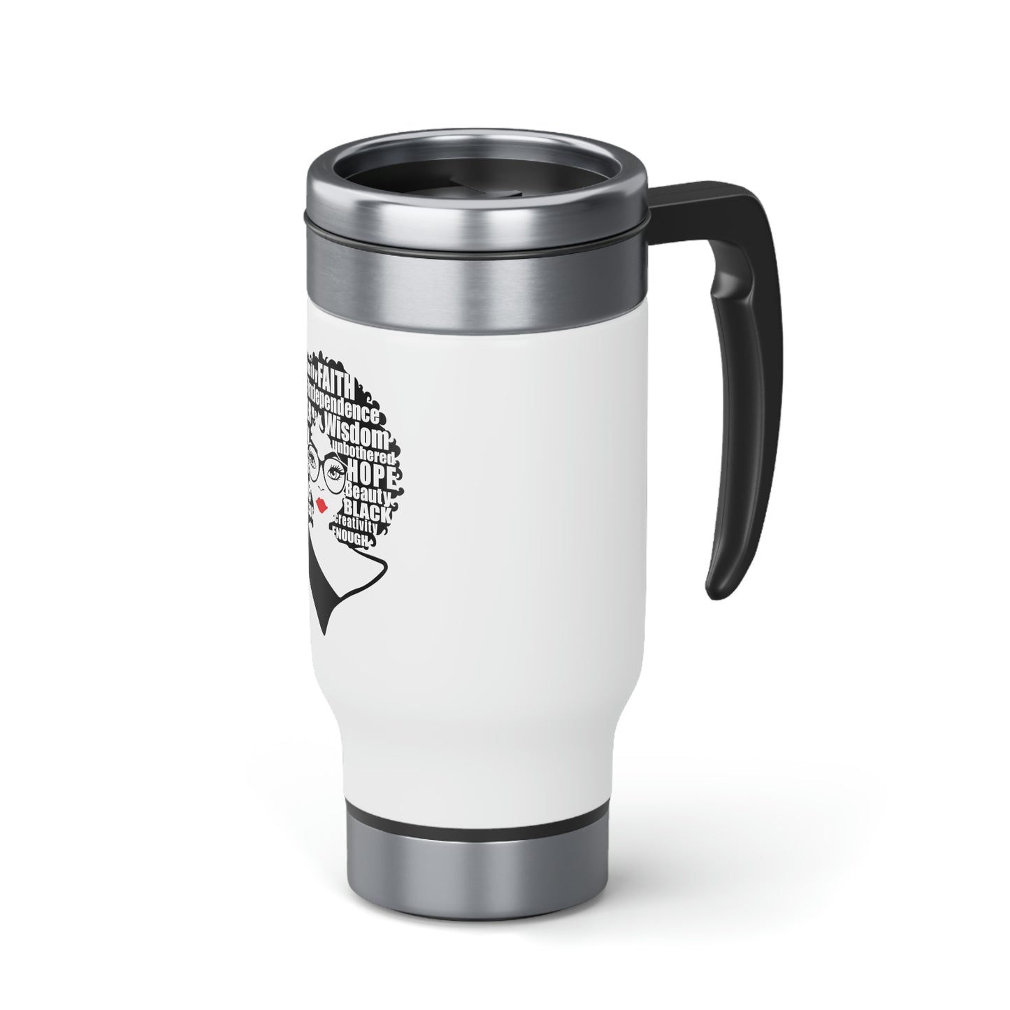 She is unique - Stainless Steel Travel Mug with Handle, 14oz