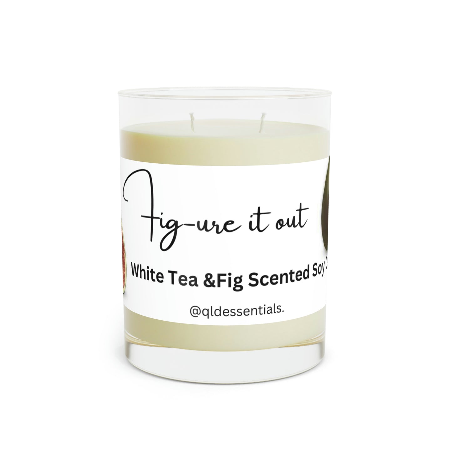 Fig-ure it out - White Tea and Fig Scented Candle - Full Glass, 11oz