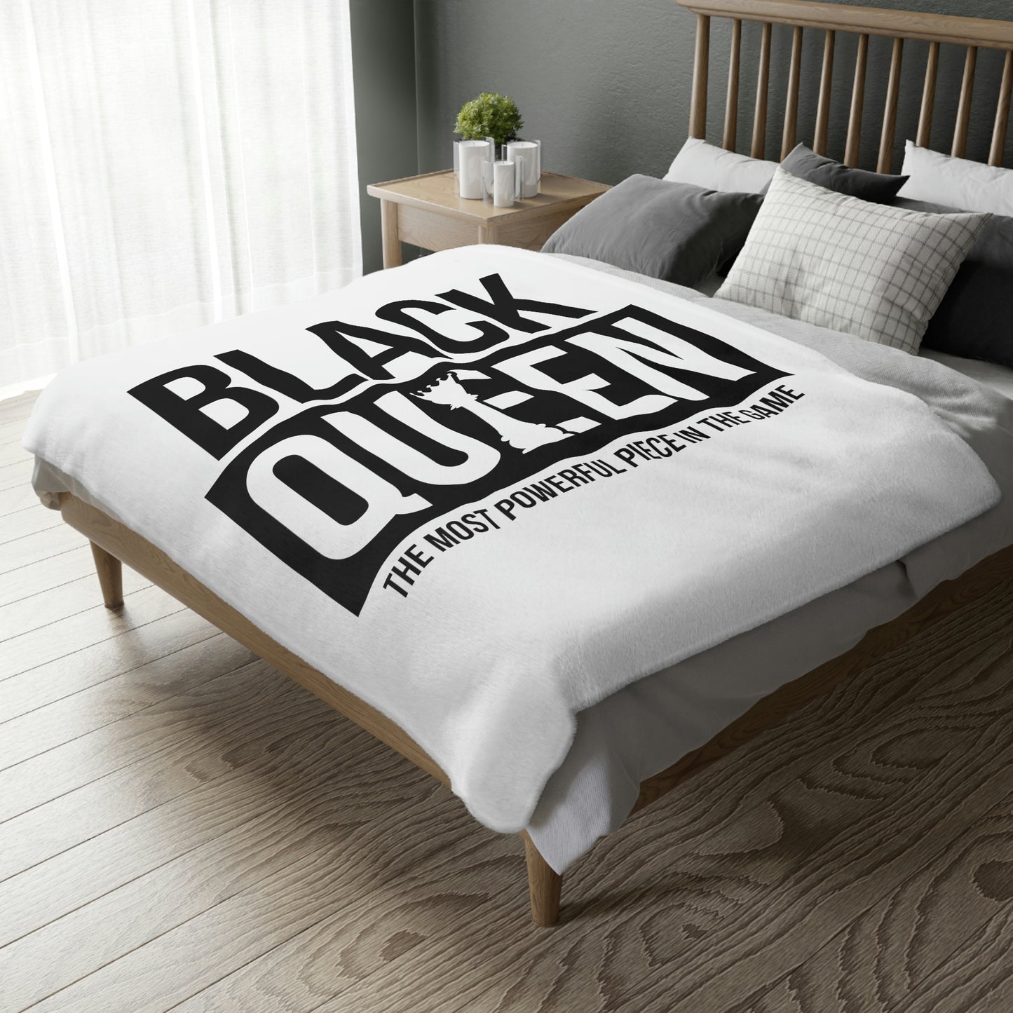 Black Queen -Velveteen Minky Blanket (Two-sided print)