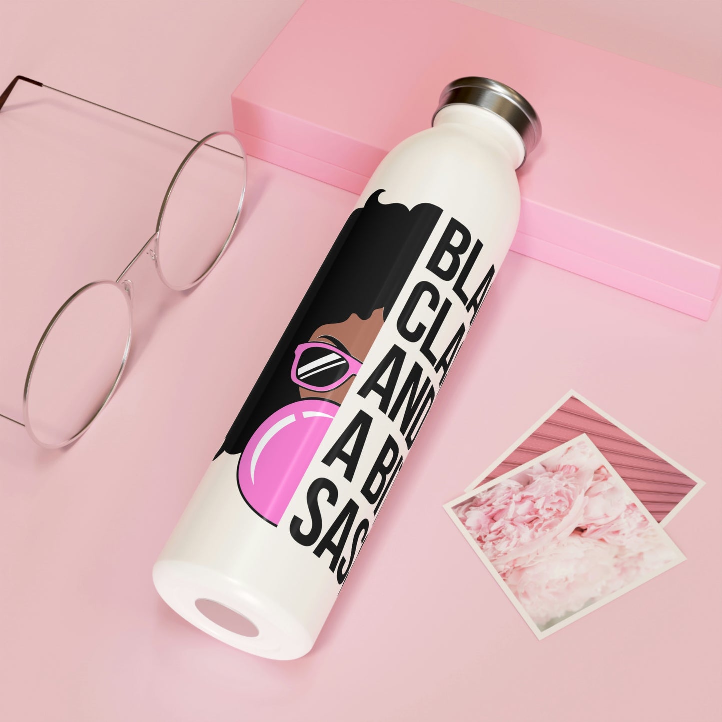 Black Sassy and Classy-Slim Water Bottle