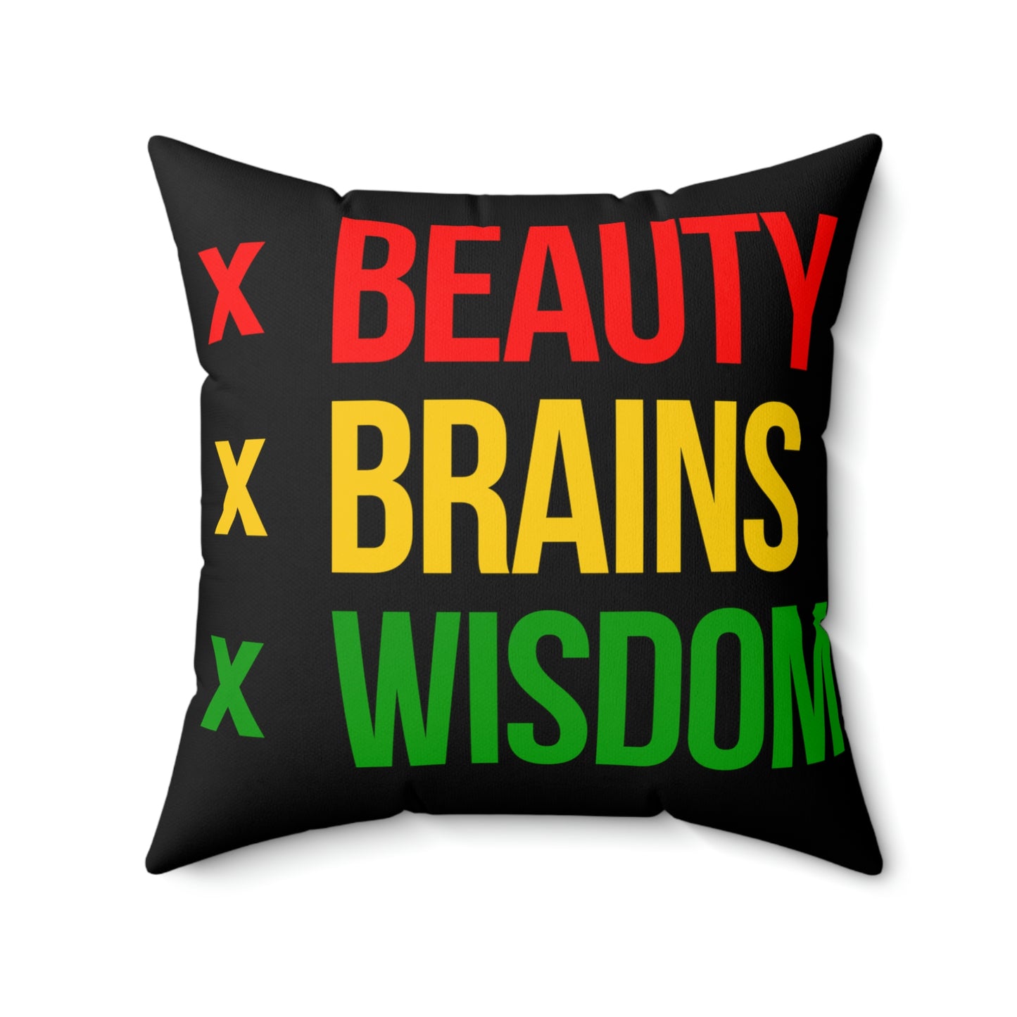 Beauty Brains Wisdom-Spun Polyester Square Pillow