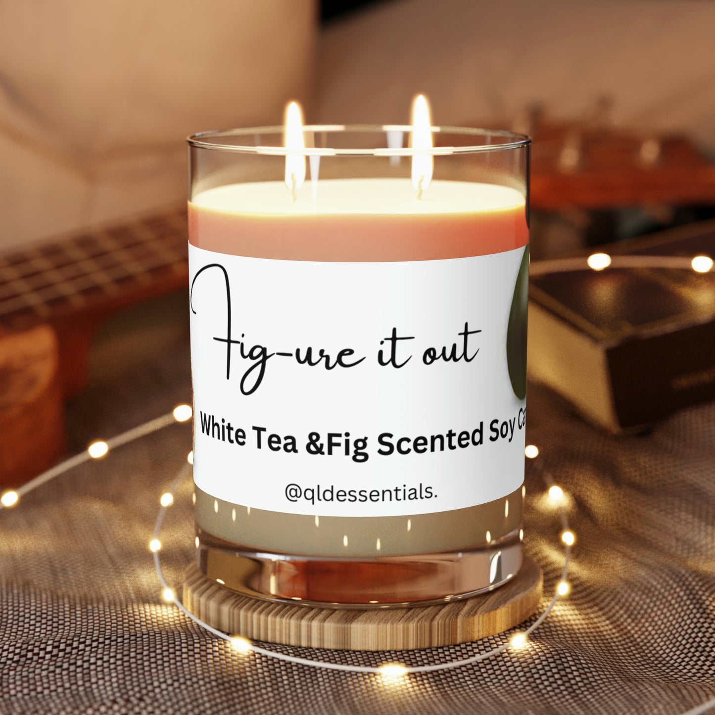 Fig-ure it out - White Tea and Fig Scented Candle - Full Glass, 11oz