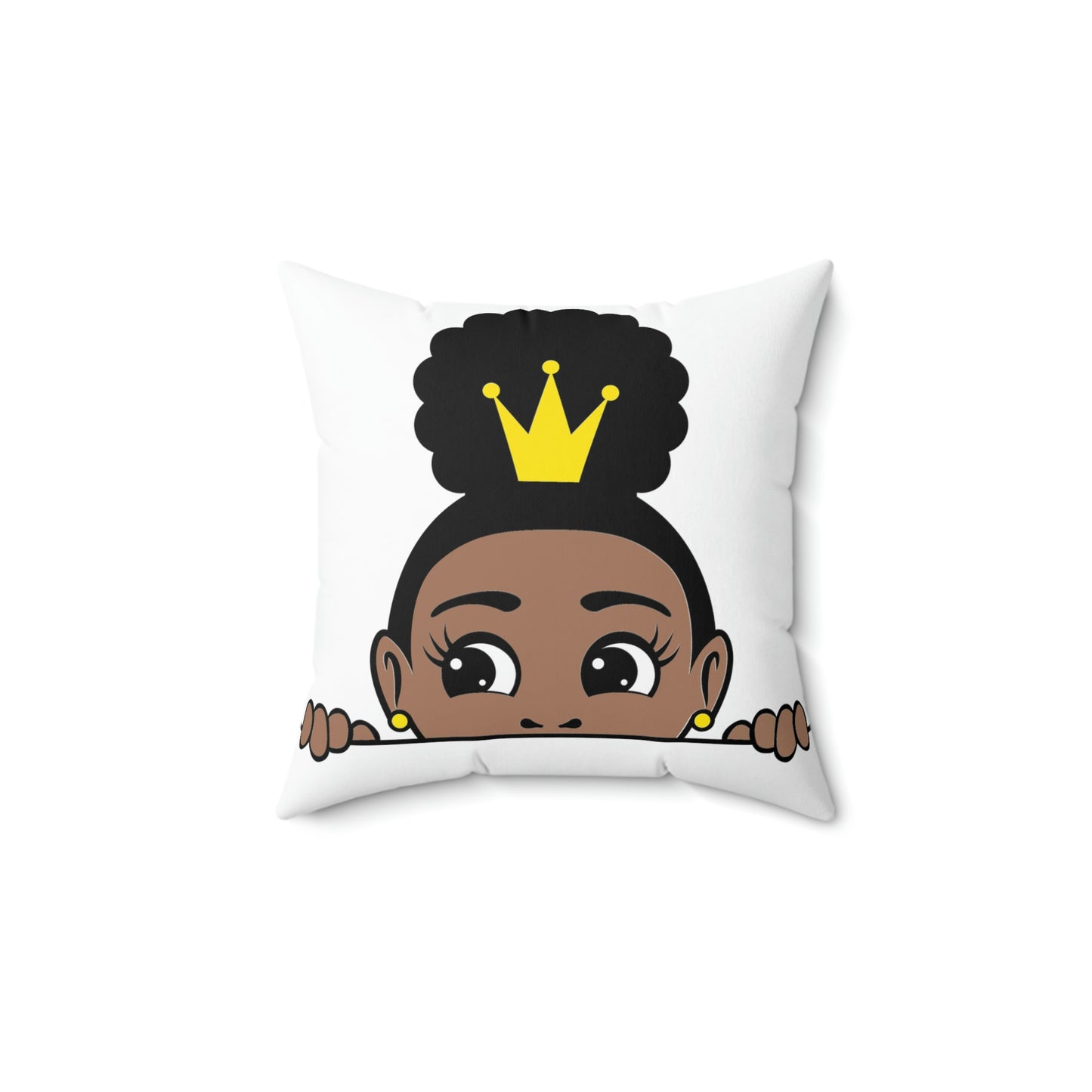 African American Girl Crown-Spun Polyester Square Pillow