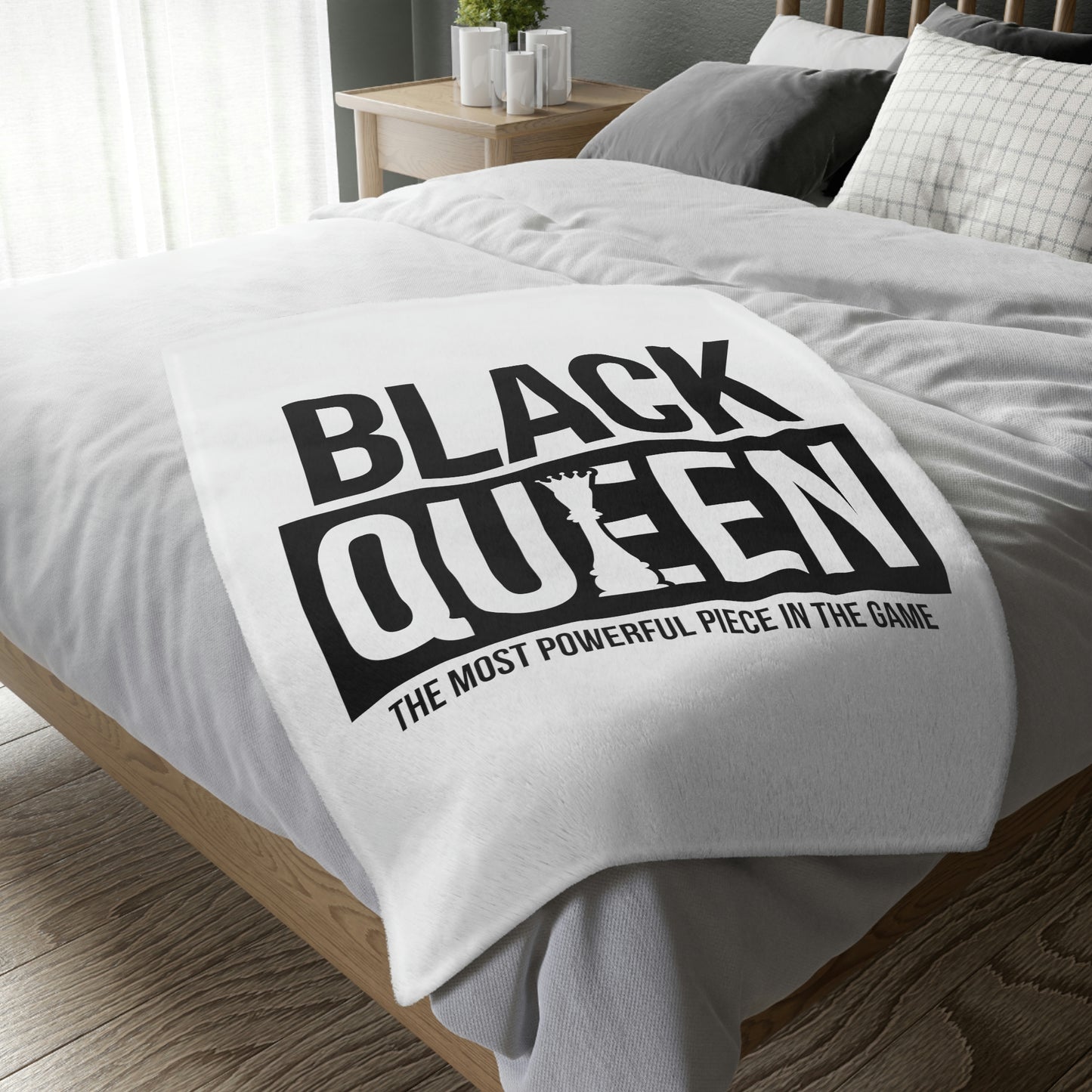 Black Queen -Velveteen Minky Blanket (Two-sided print)