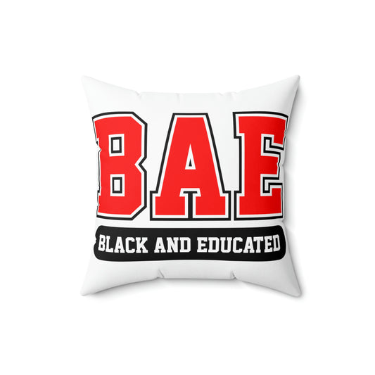 Bae-Black and educated-Spun Polyester Square Pillow