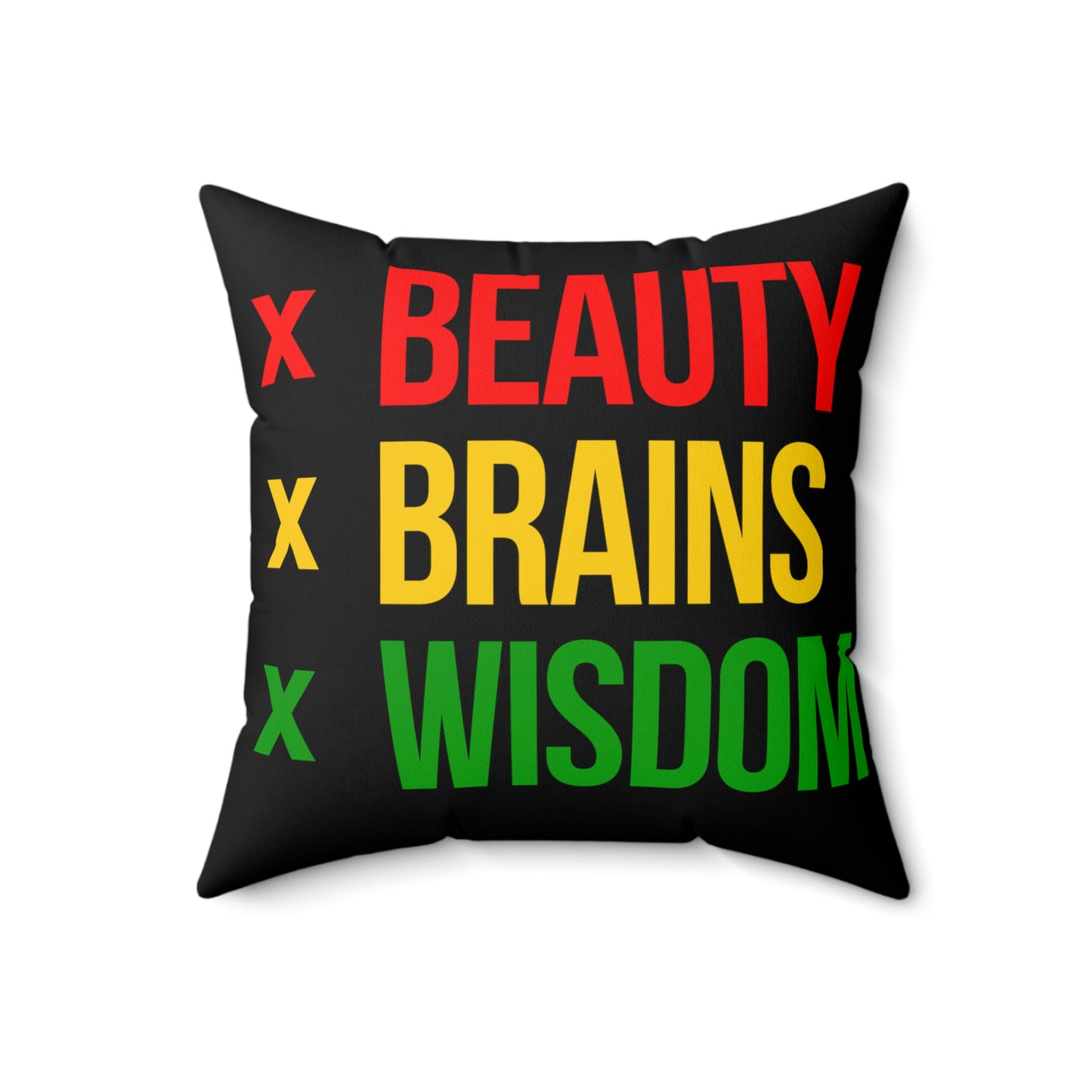 Beauty Brains Wisdom-Spun Polyester Square Pillow