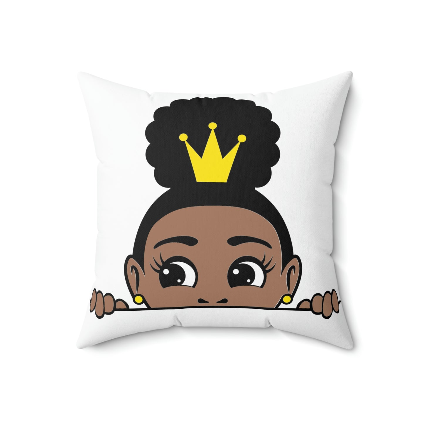 African American Girl Crown-Spun Polyester Square Pillow