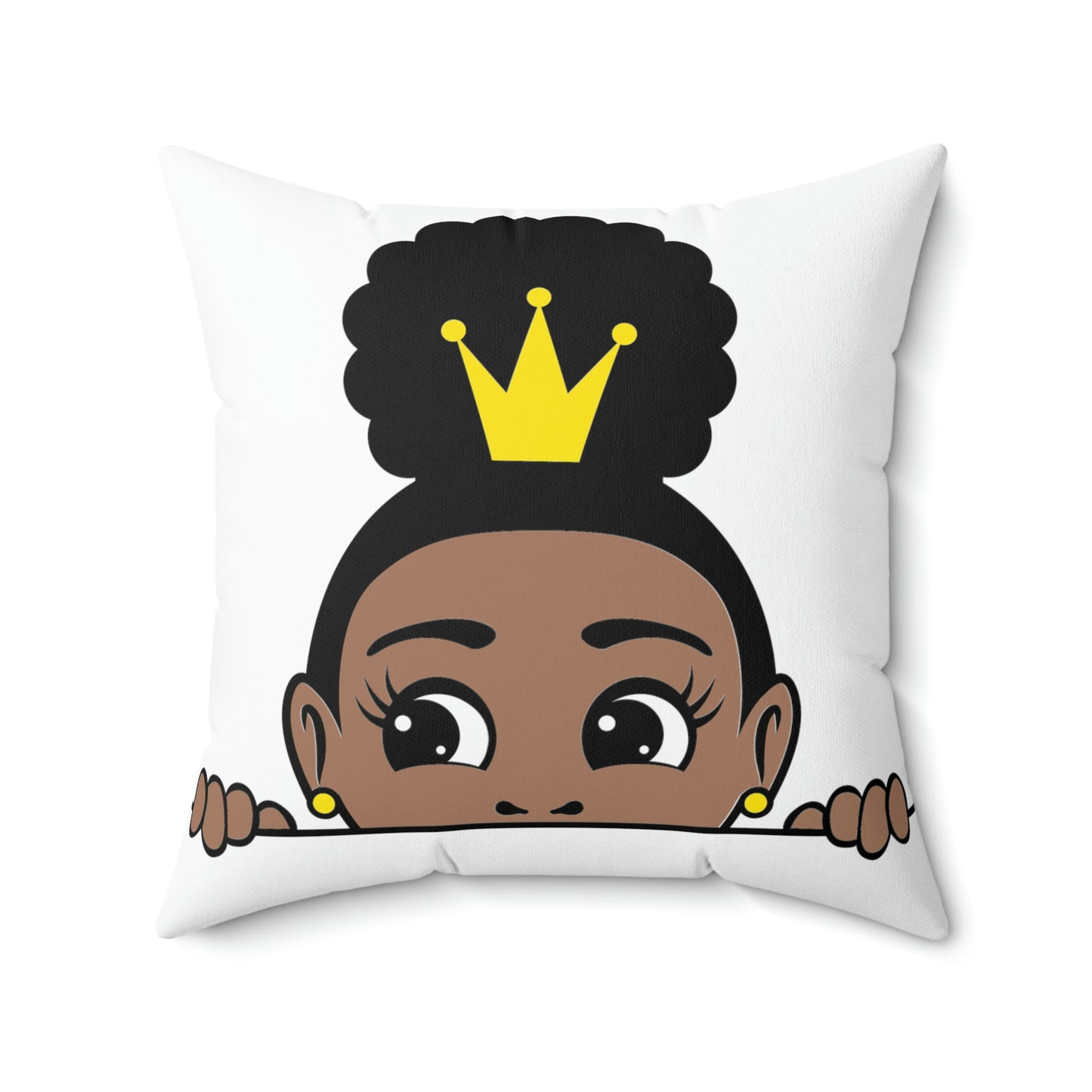 African American Girl Crown-Spun Polyester Square Pillow