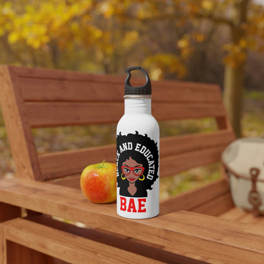 Black and Educated Stainless Steel Water Bottle