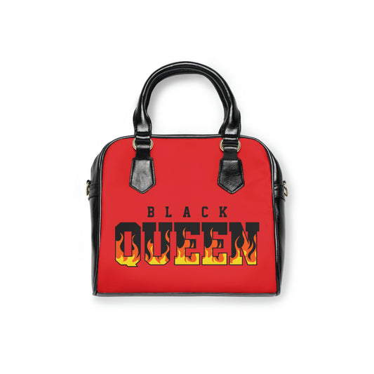 Black Queen - Flames-Shoulder Handbag