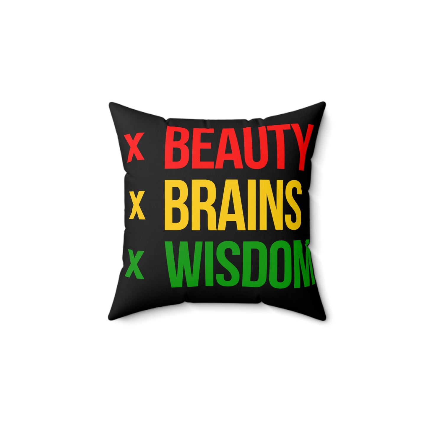 Beauty Brains Wisdom-Spun Polyester Square Pillow