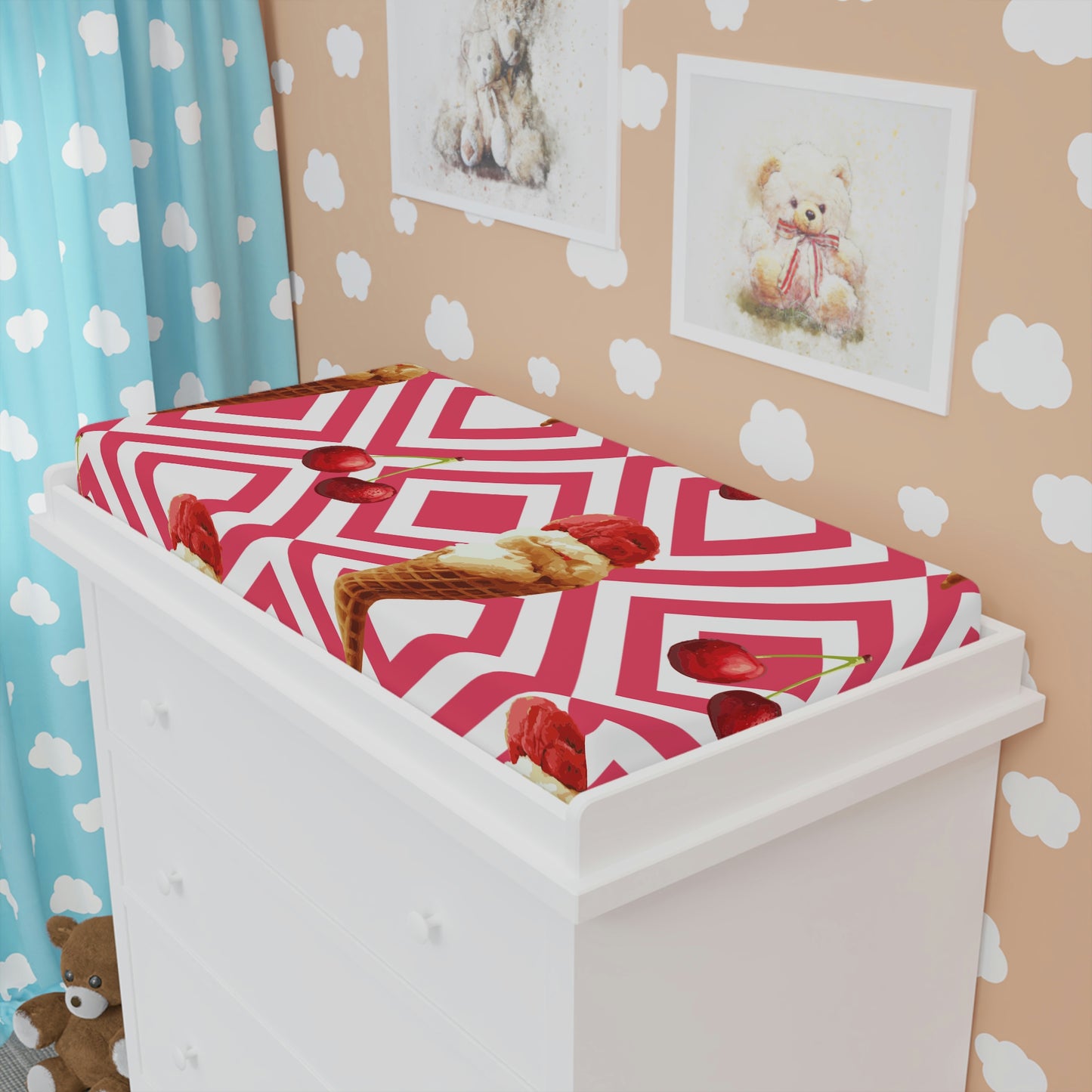 Cherry Ice Cream - Baby Changing Pad Cover