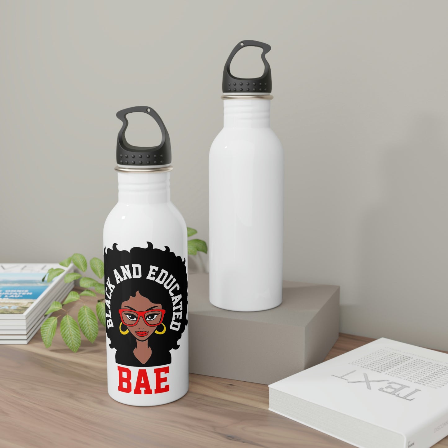 Black and Educated Stainless Steel Water Bottle