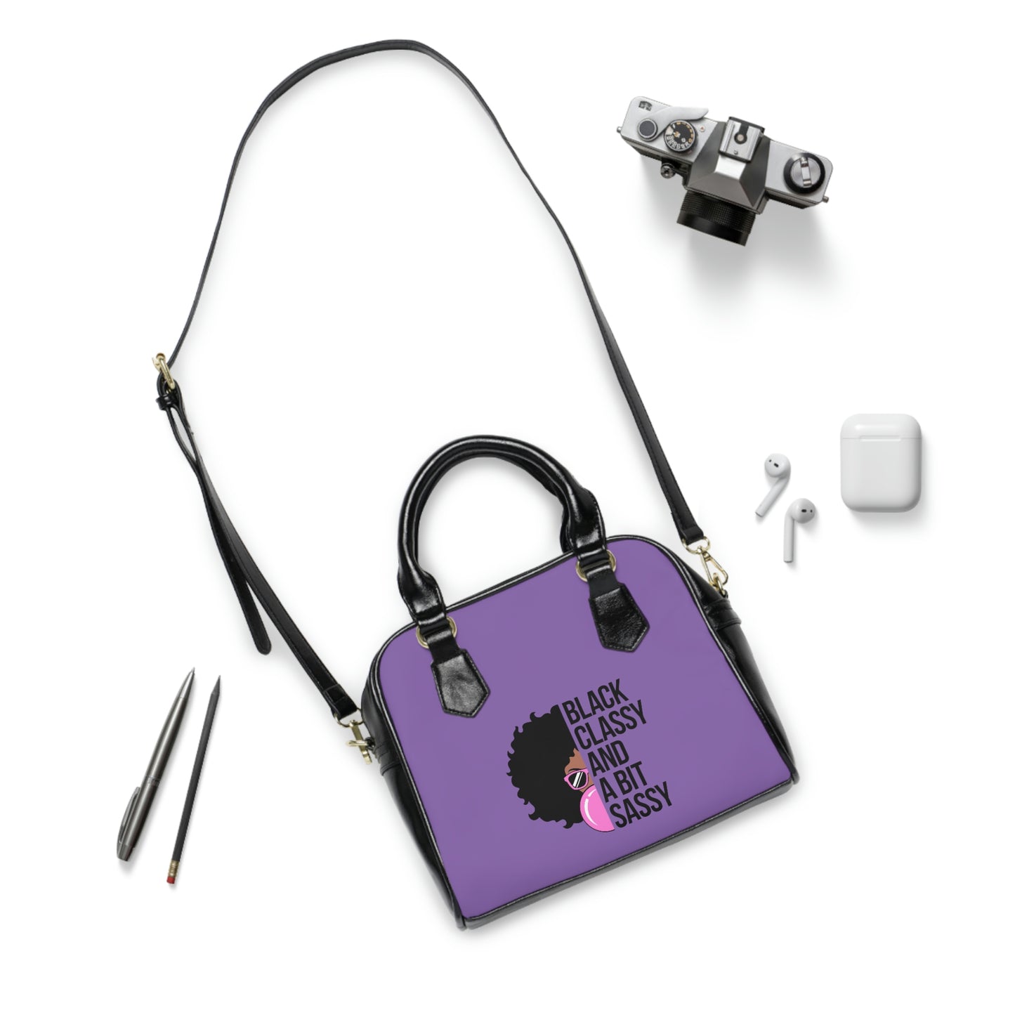 Black And Sassy- Purple-Shoulder Handbag