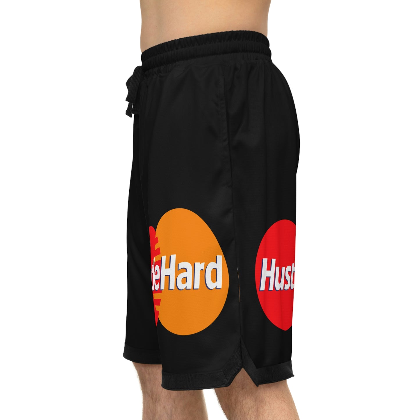 Hustle Hard- Mens-Basketball Rib Shorts (AOP)