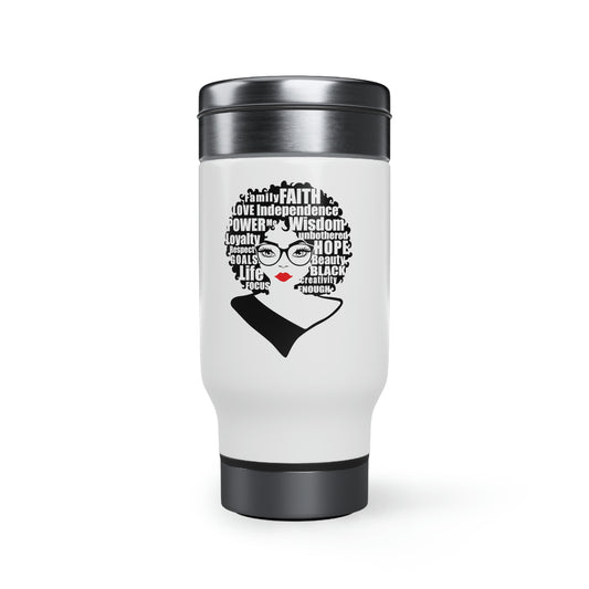 She is unique - Stainless Steel Travel Mug with Handle, 14oz