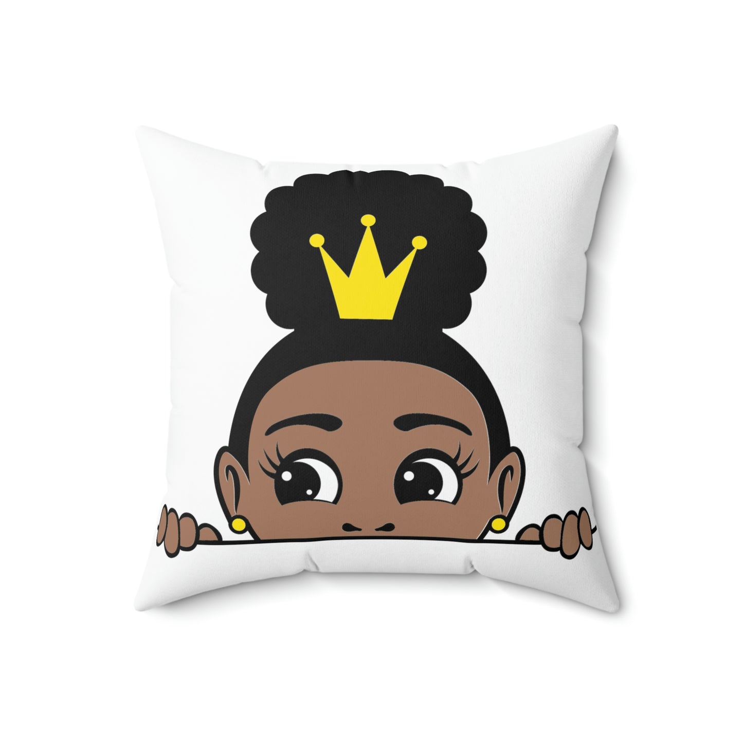 African American Girl Crown-Spun Polyester Square Pillow