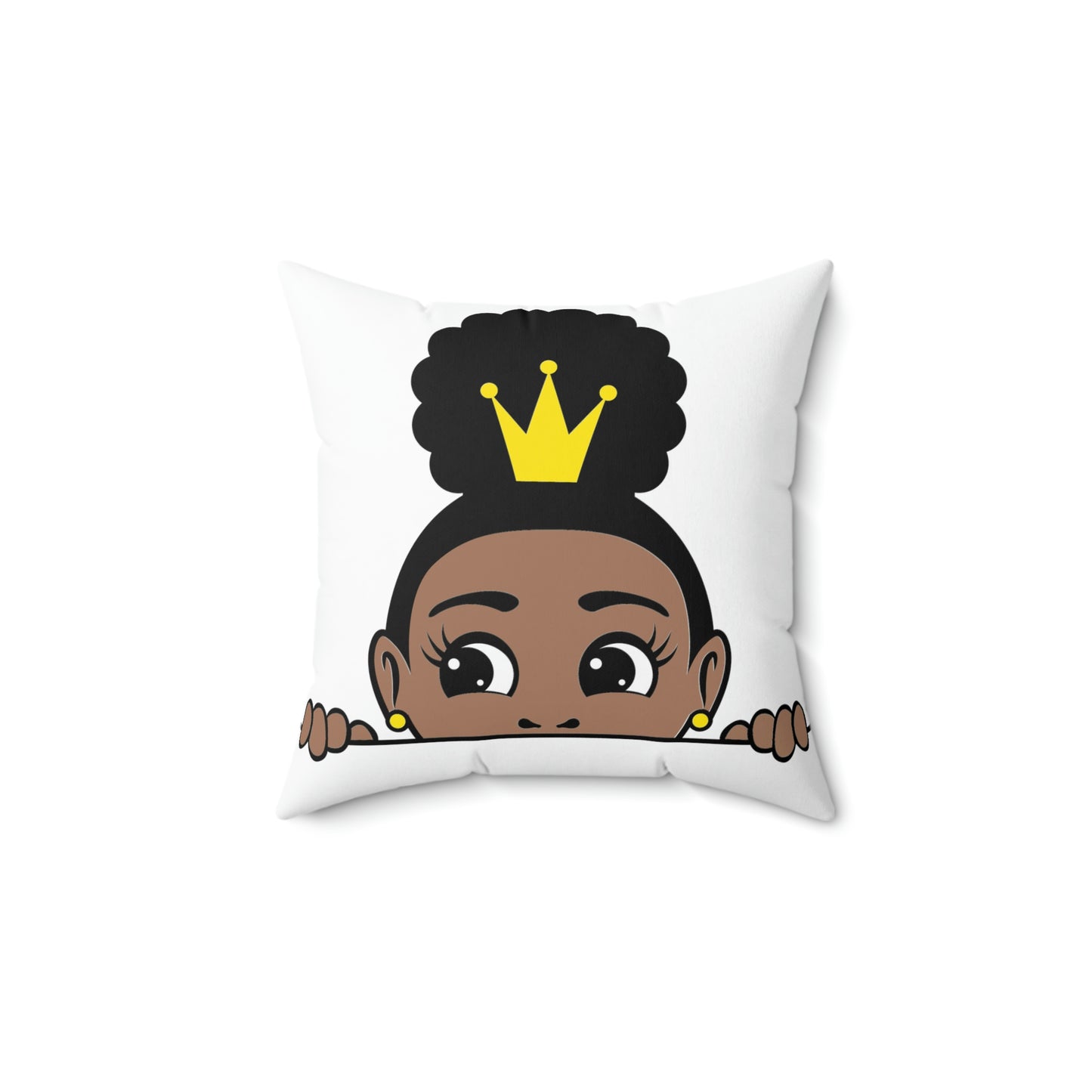 African American Girl Crown-Spun Polyester Square Pillow